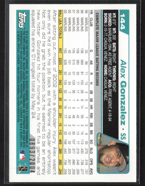 Alex Gonzalez 2004 Topps Gold /2004 #144 Florida Marlins