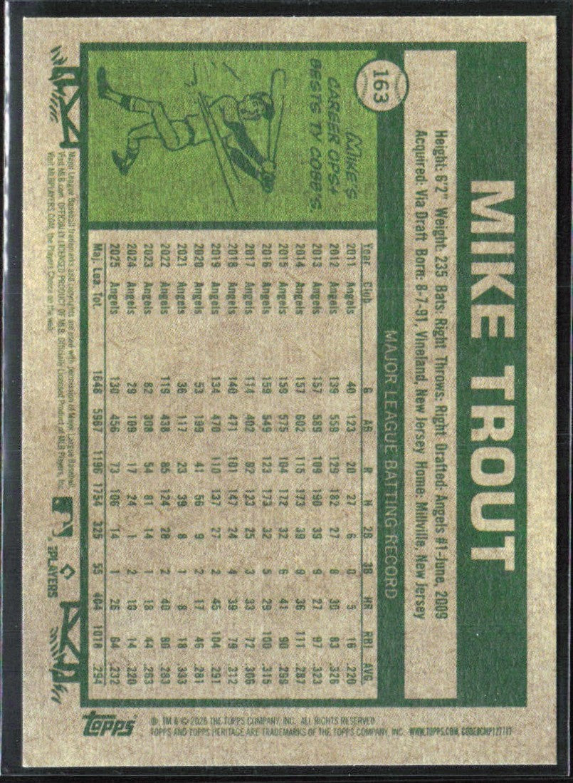 Mike Trout 2026 Topps Heritage #163 Los Angeles Angels