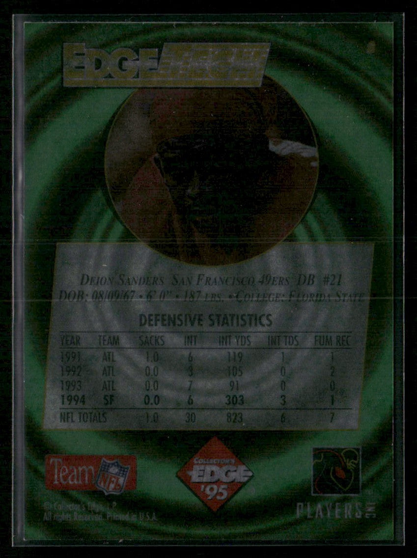 Deion Sanders 1995 Collector's Edge Tech #8 San Francisco 49ers