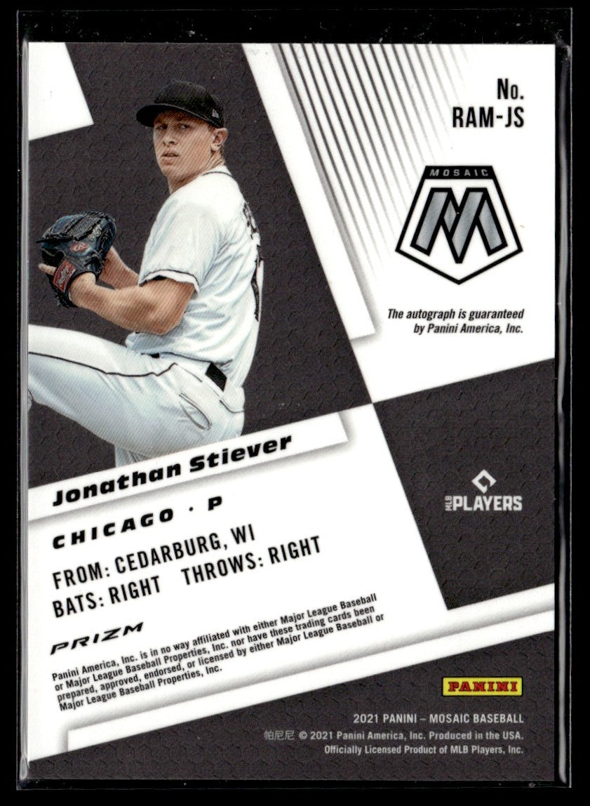 Jonathan Stiever 2021 Panini Mosaic RC AUTO #RAM-JS Chicago White Sox