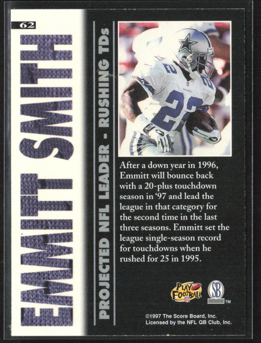 Emmitt Smith 1997 Pro Line Gems Projected NFL Leader #62 Dallas Cowboys