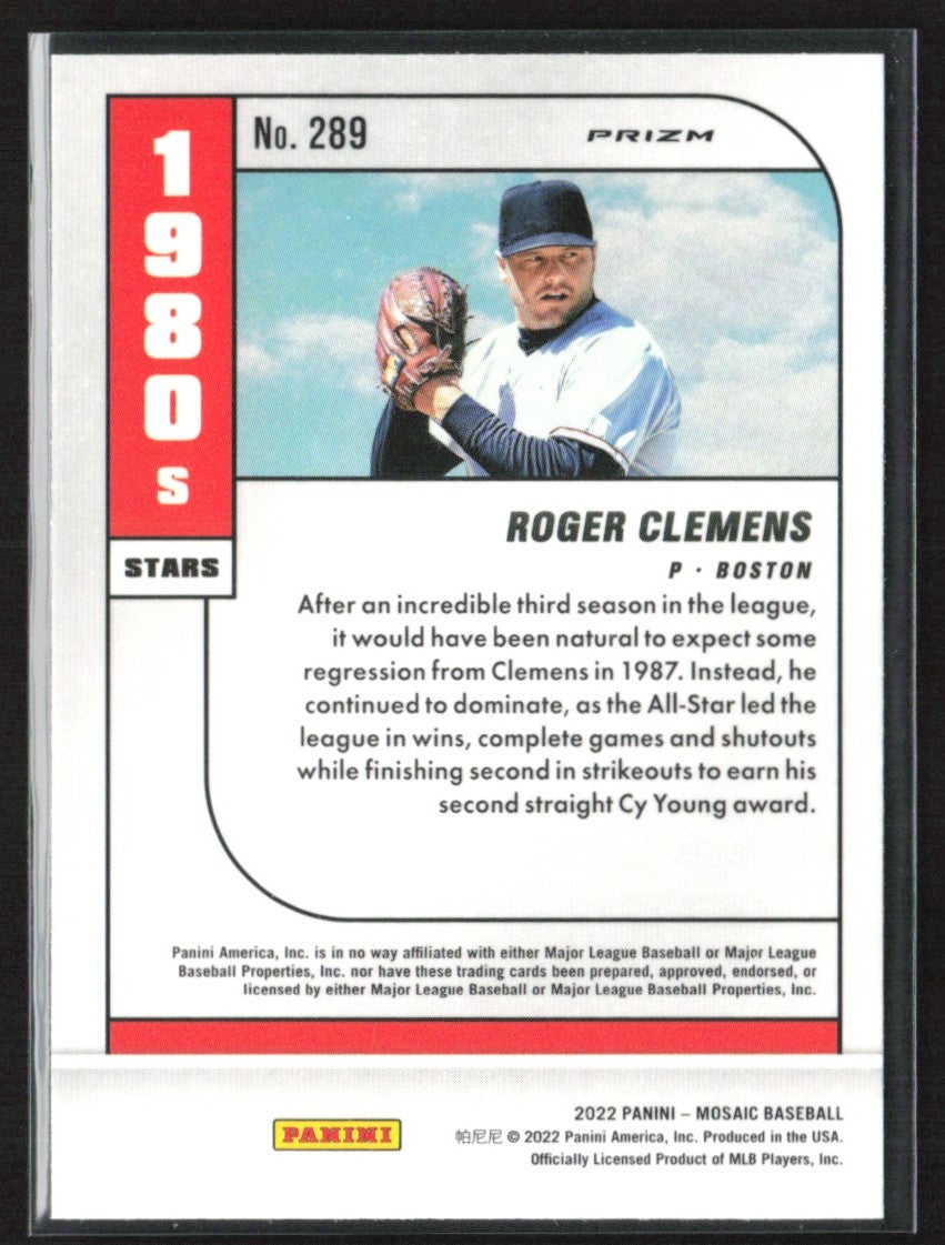 Roger Clemens 2022 Panini Mosaic 1980's Stars Mosaic Prizm #289 Boston Red Sox
