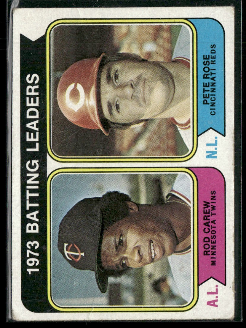 1973 Batting Leaders - Rod Carew/Pete Rose 1974 Topps #201