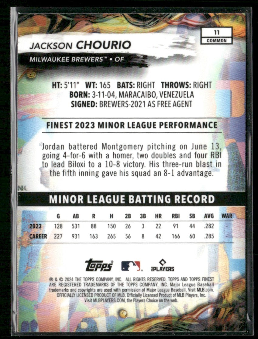Jackson Chourio 2024 Topps Finest Common RC #11 Milwaukee Brewers
