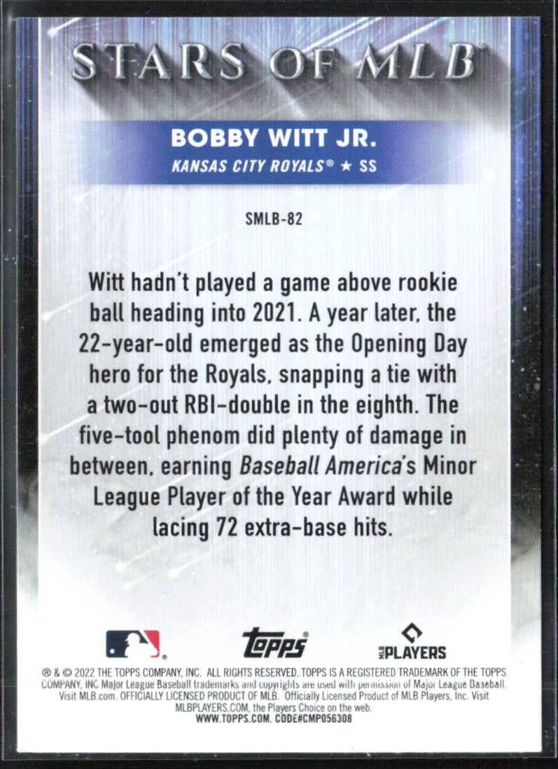 Bobby Witt Jr. 2022 Topps Update Stars of MLB RC #SMLB-82 Kansas City Royals