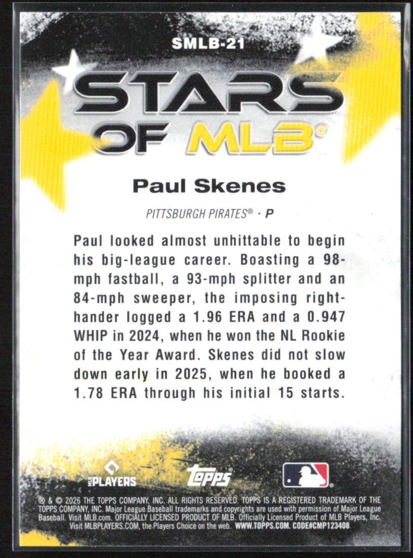 Paul Skenes 2026 Topps Stars MLB #SMLB-21 Pittsburgh Pirates