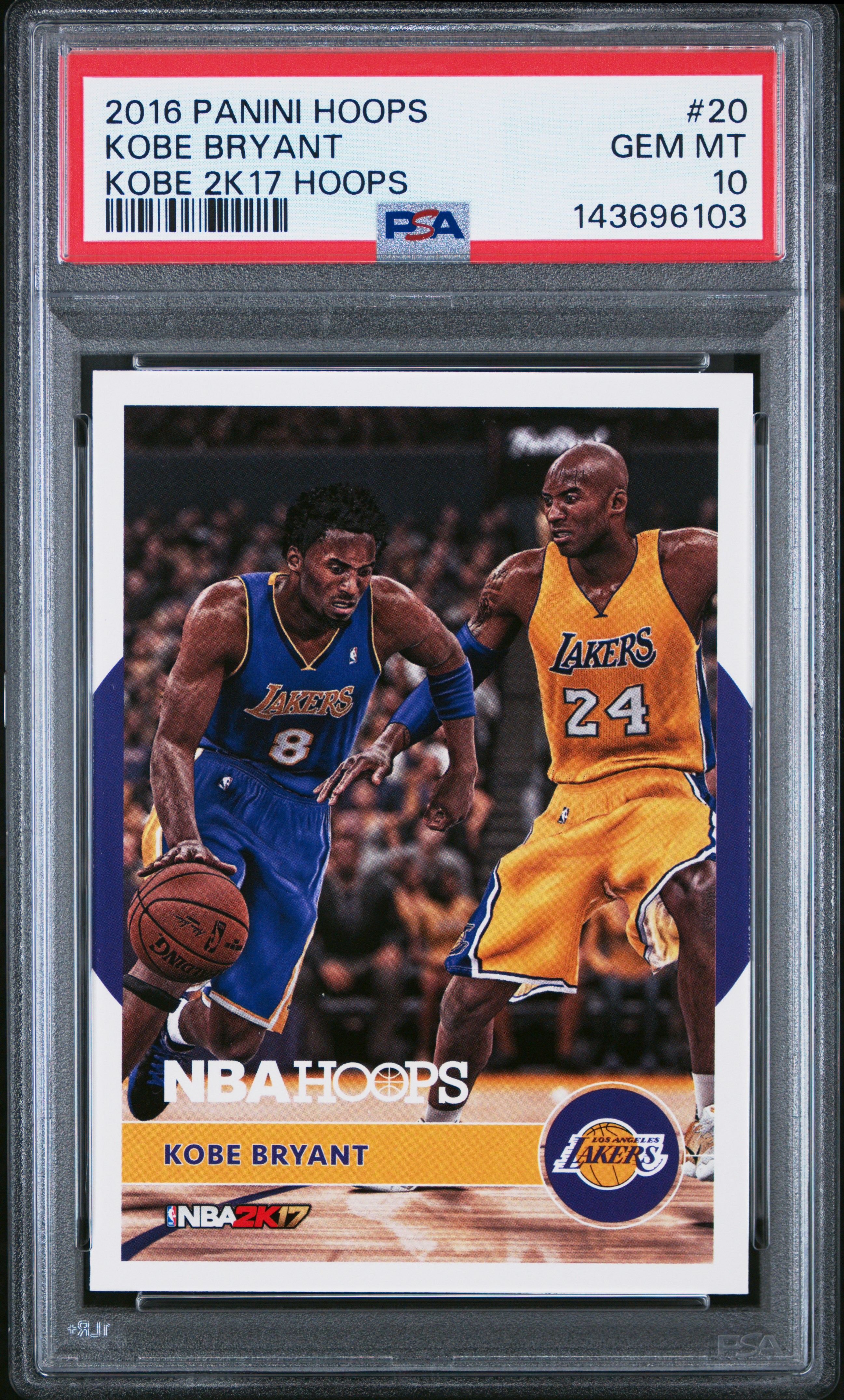 Kobe Bryant 2016 Panini Hoops 2K17 Hoops psa 10 #20 Los Angeles Lakers