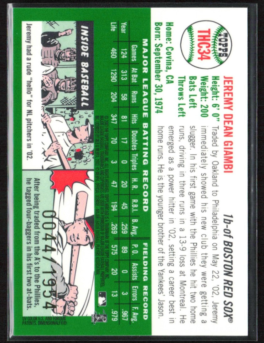 Jeremy Giambi 2003 Topps Heritage Chrome /1954 #THC34 Boston Red Sox