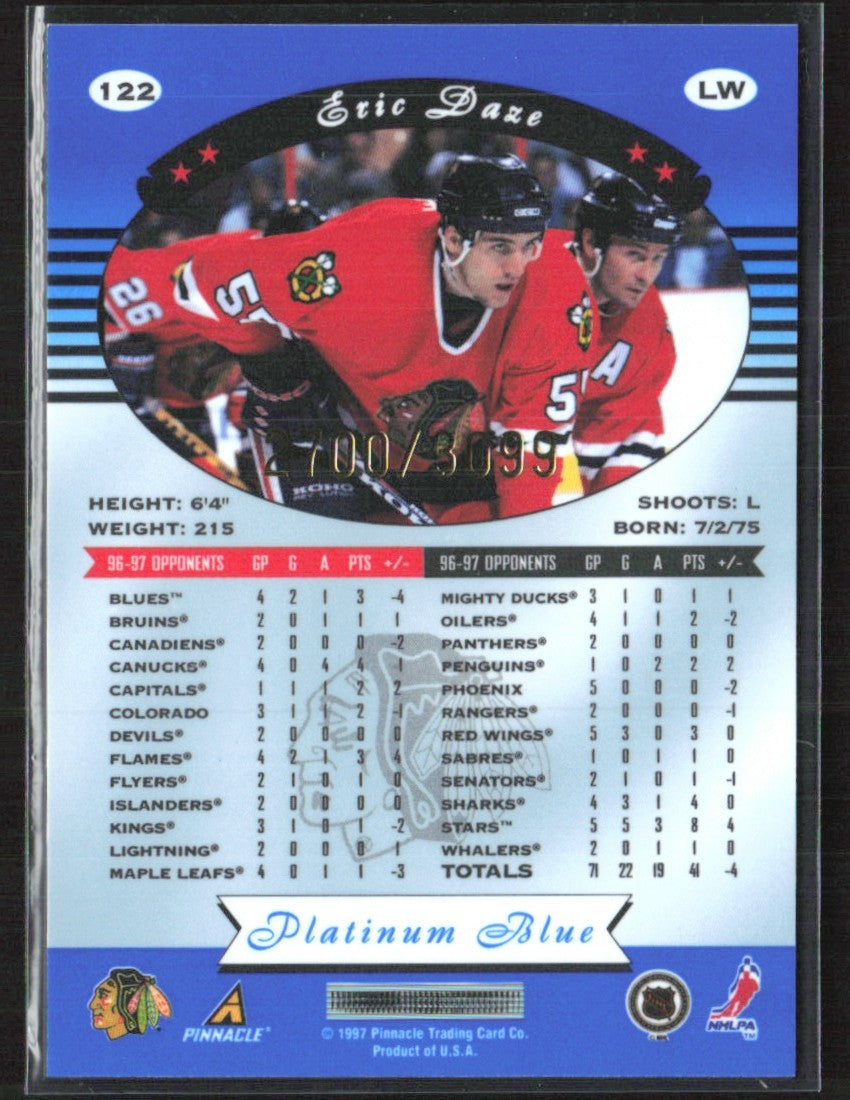 Eric Daze 1997 Pinnacle Totally Certified Platinum Blue /3099 #122