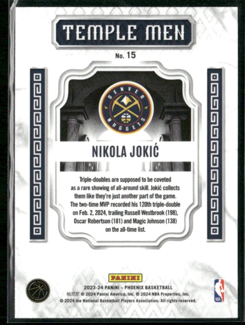 Nikola Jokic 2024 Panini Phoenix Temple Men #15 Denver Nuggets