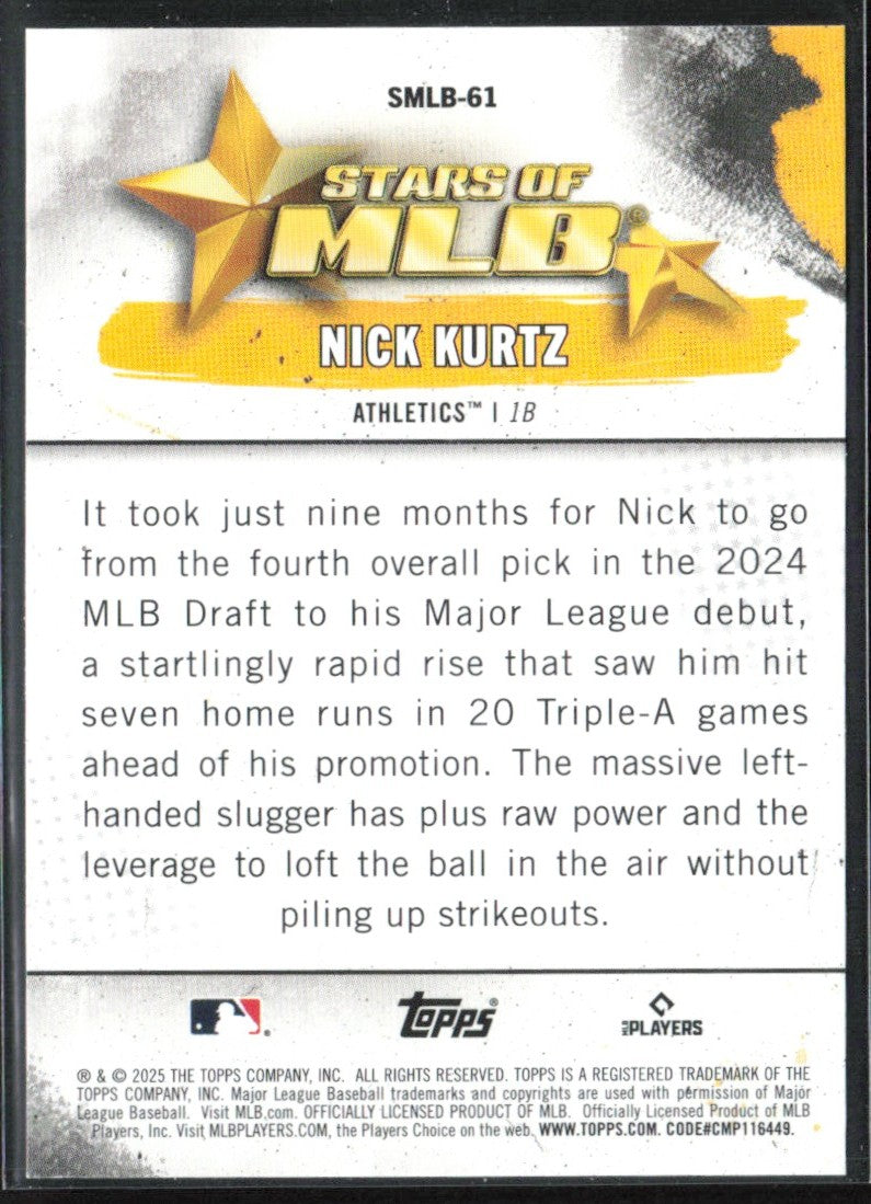 Nick Kurtz 2025 Topps Stars of MLB RC #SMLB-61 Athletics