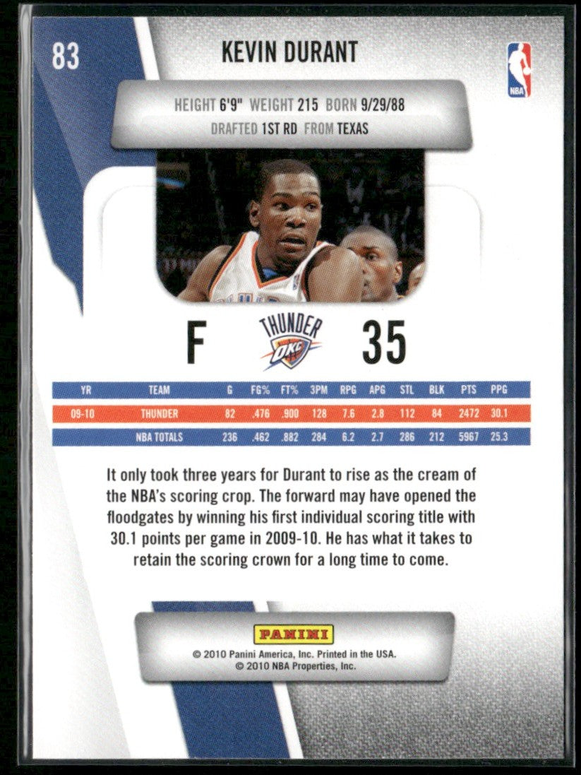 Kevin Durant 2010 Panini Prestige #83 Oklahoma City Thunder