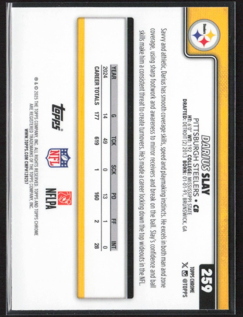 Darius Slay 2025 Topps Chrome Pulsar Refractor #259 Pittsburgh Steelers