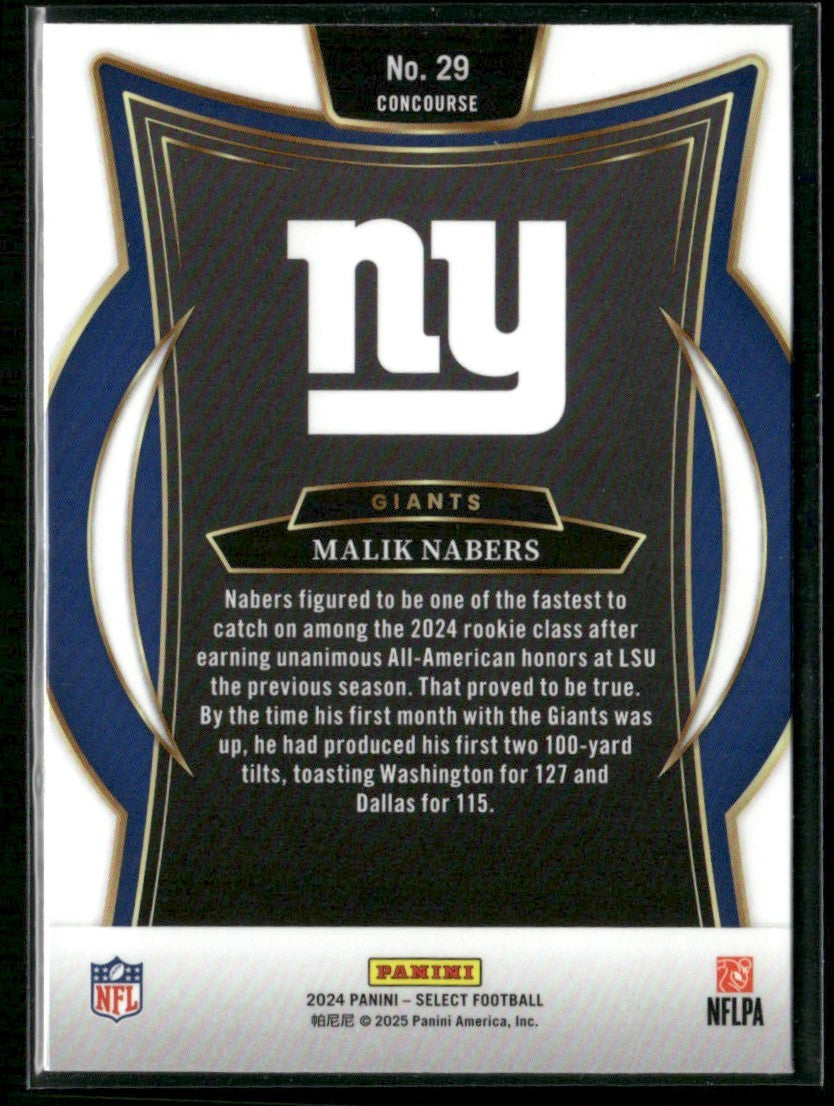 Malik Nabers 2024 Panini Select Concourse RC #29 New York Giants