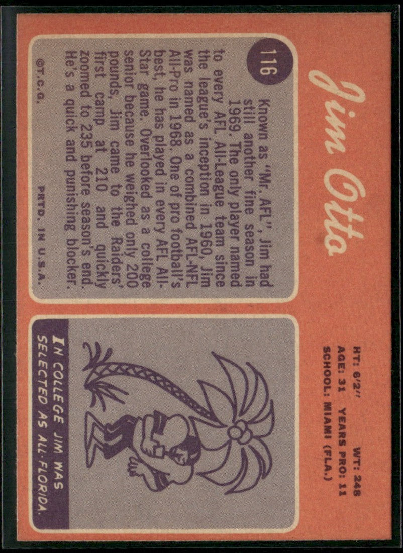 Jim Otto 1970 Topps #116 Oakland Raiders