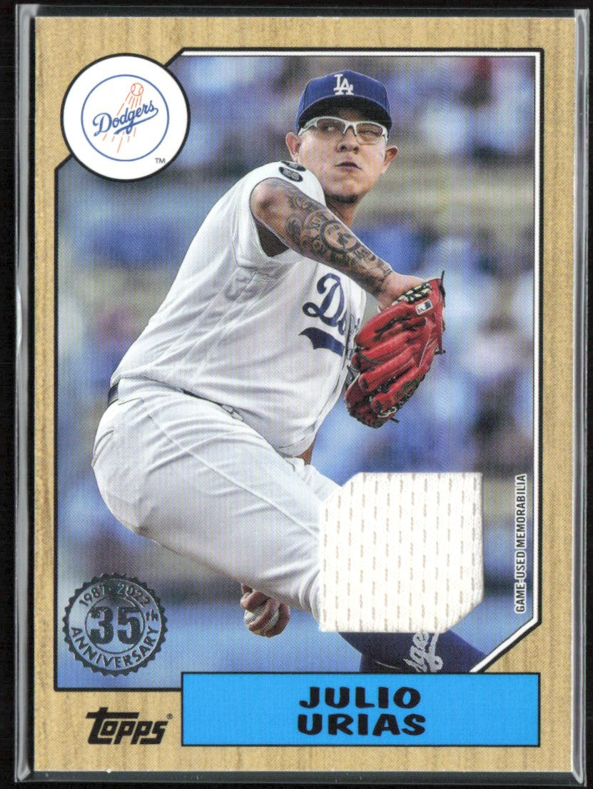 Julio Urias 2022 Topps 1987 Baseball Relics Jersey #87R-JU Los Angeles Dodgers