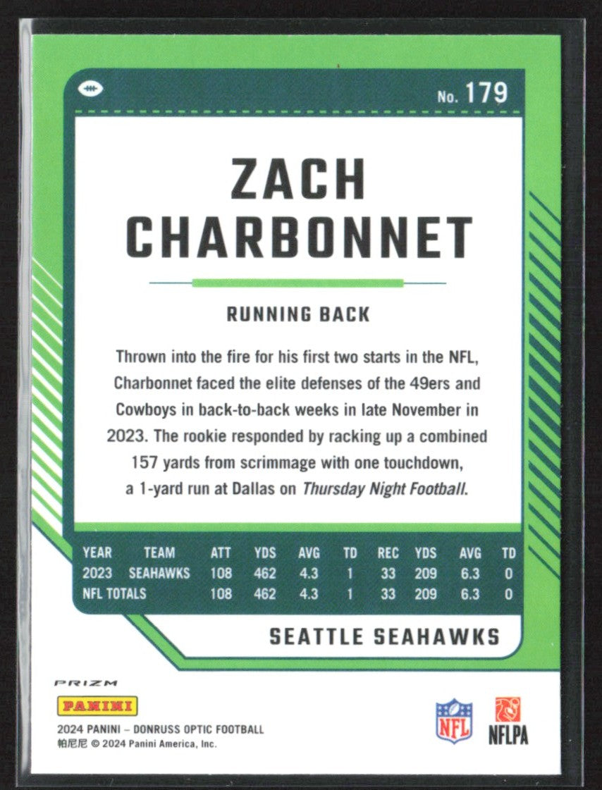 Zach Charbonnet 2024 Donruss Optic Stars #179 Seattle Seahawks