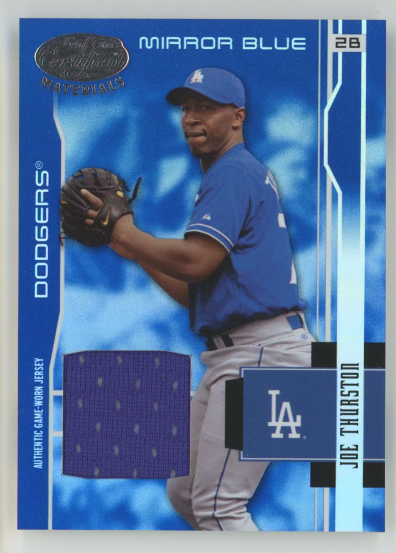 Joe Thurston 2003 Leaf Certified Materials Mirror Blue /100 Jersey #91