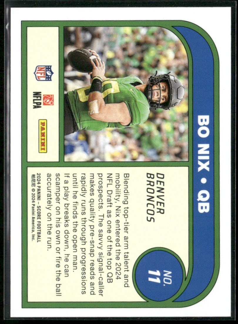 Bo Nix 2024 Panini Score Protential RC #11 Denver Broncos