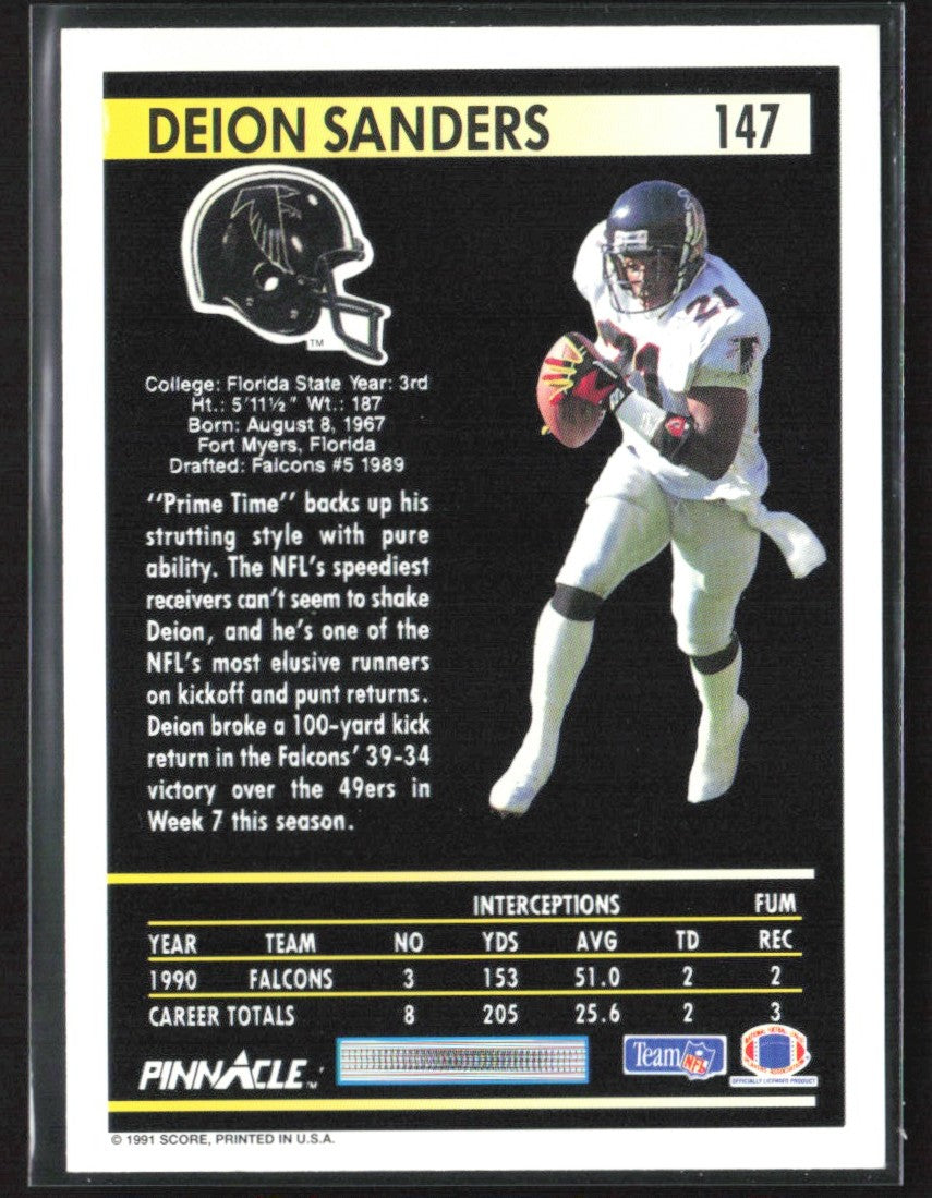 Deion Sanders 1991 Pinnacle #147 Atlanta Falcons