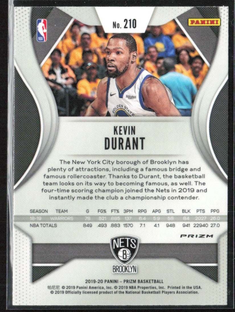 Kevin Durant 2019 Panini Prizm Orange Ice #210 Brooklyn Nets