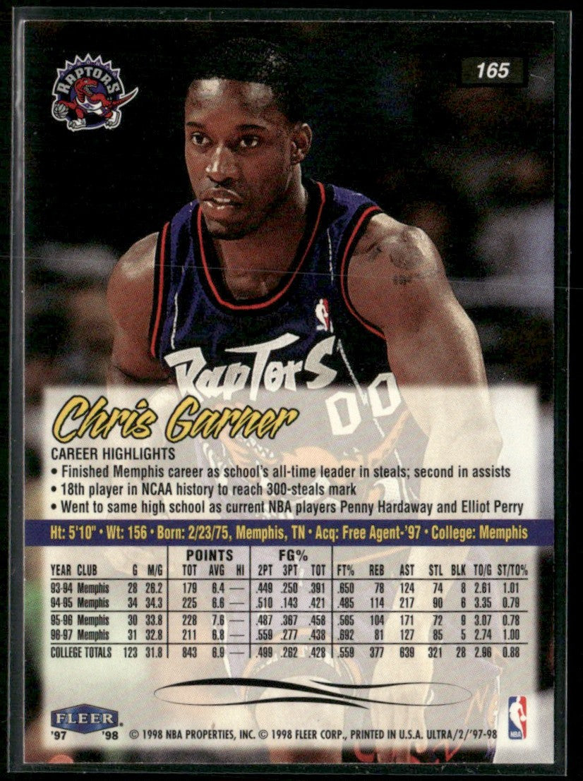 Chris Garner 1997 Fleer Ultra RC #165 Toronto Raptors