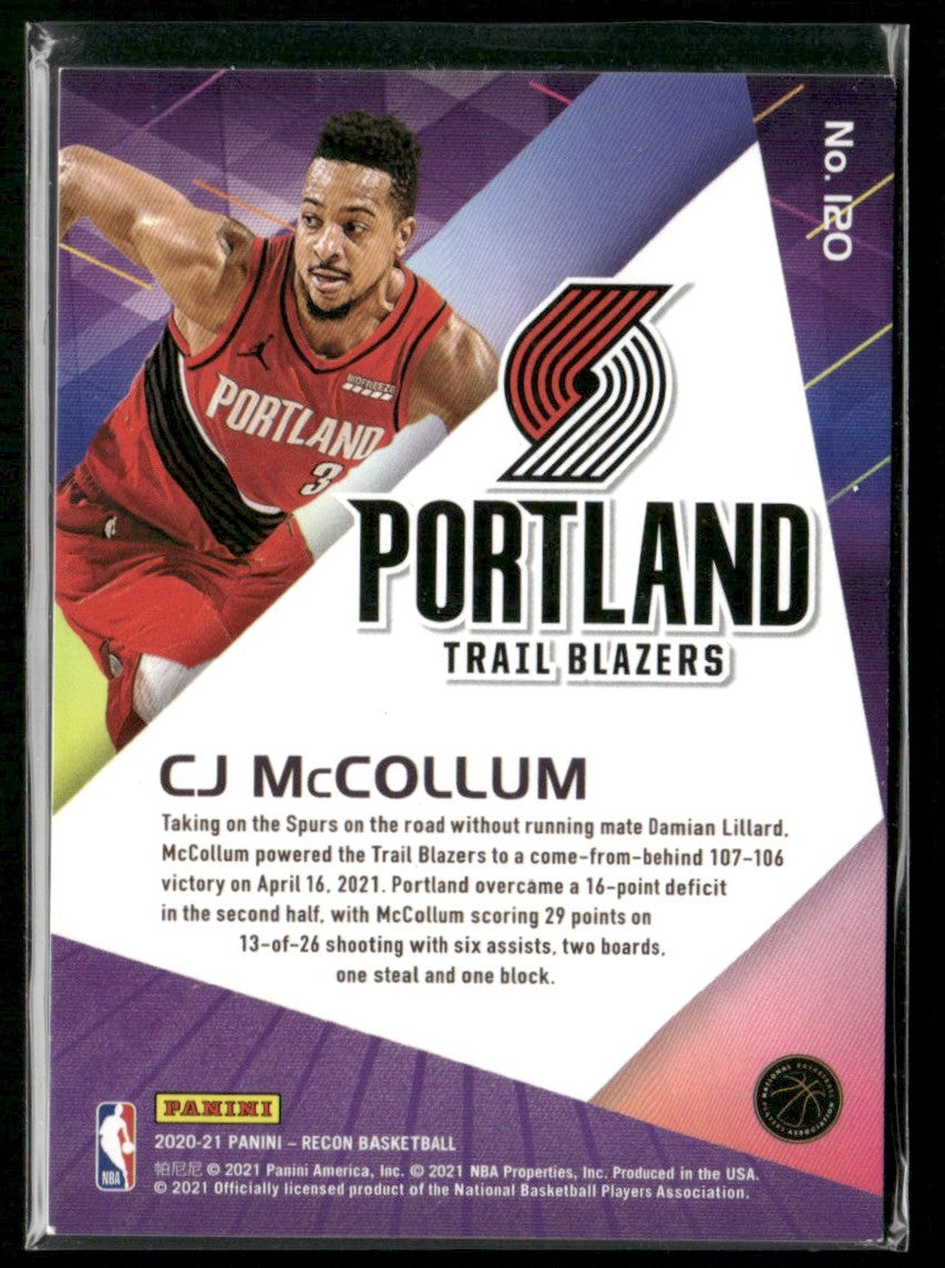 CJ McCollum 2020 Panini Recon Holo Blue /99 #120 Portland Trail Blazers