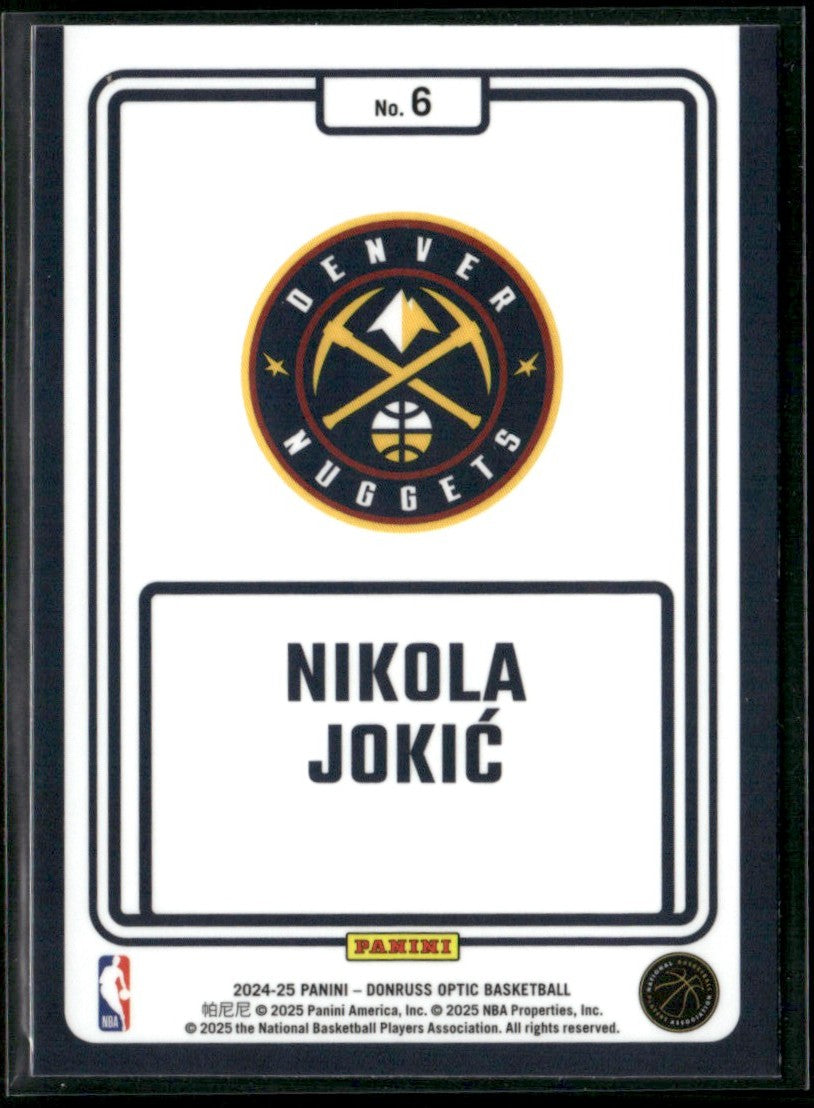 Nikola Jokic 2024 Donruss Optic Winner Stays #6 Denver Nuggets