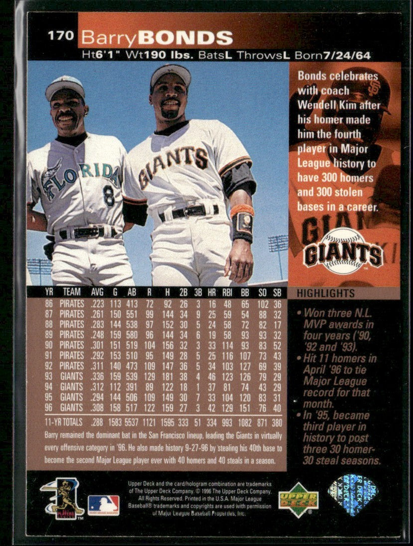 Barry Bonds 1997 Upper Deck #170 San Francisco Giants