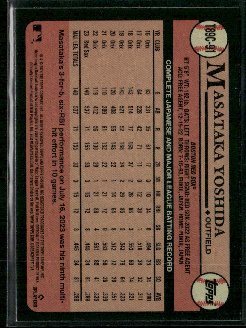 Masataka Yoshida 2024 Topps Chrome 1989 Silver Pack Mojo Refractor #T89C-91