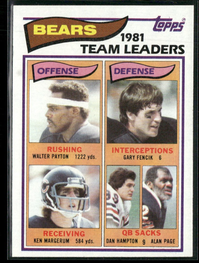 Walter Payton Fencik Hampton 1982 Topps #292 Chicago Bears