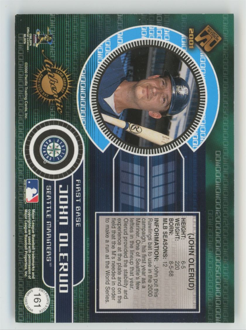 John Olerud 2001 Pacific Private Stock Game Gear Bat #161 Seattle Mariners