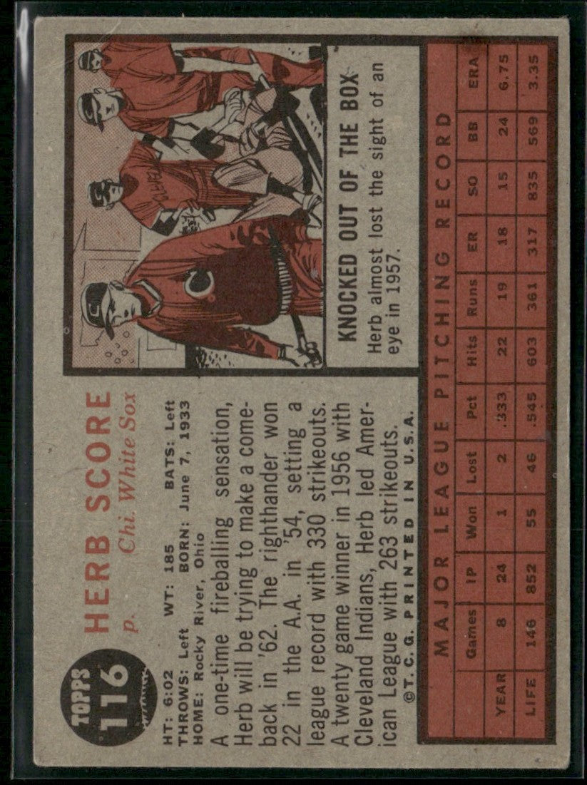 Herb Score 1962 Topps #116 Chicago White Sox