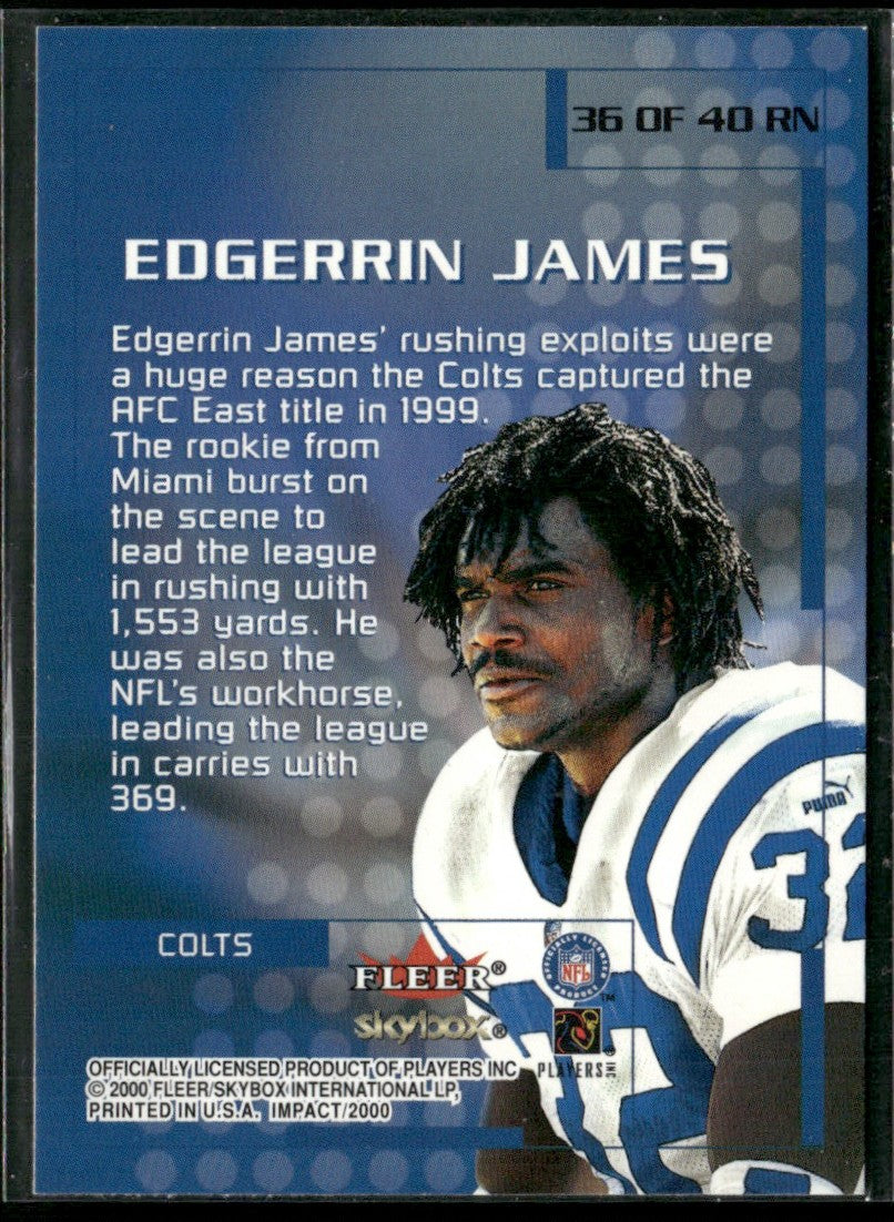 Edgerrin James 2000 Skybox Impact Rewind '99 #36RN Indianapolis Colts