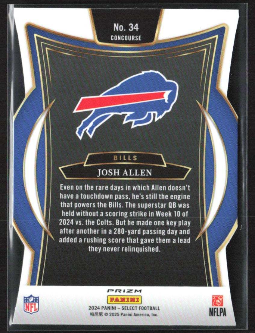 Josh Allen 2024 Panini Select Concourse Silver Prizm #34 Buffalo Bills
