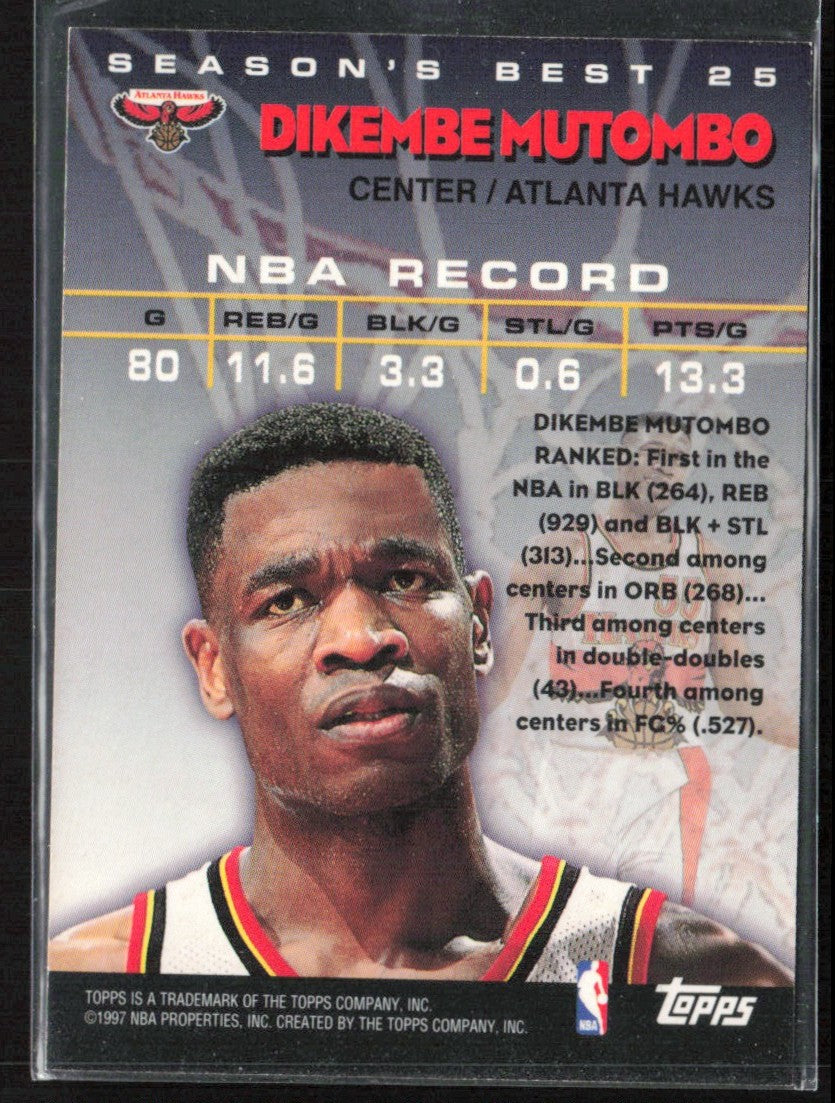 Dikembe Mutombo 1997 Topps Season's Best Key Master #25 Atlanta Hawks