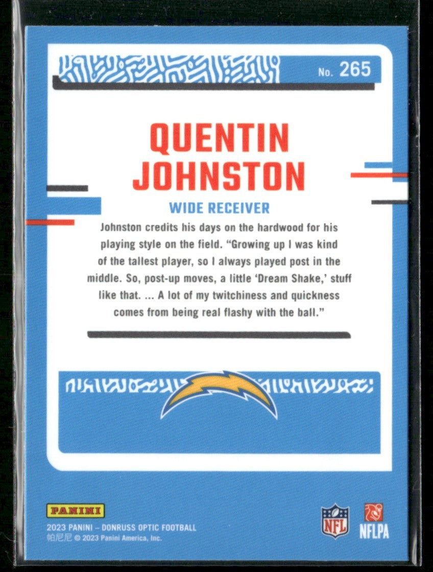 Quentin Johnston 2023 Donruss Optic RC #265 Los Angeles Chargers