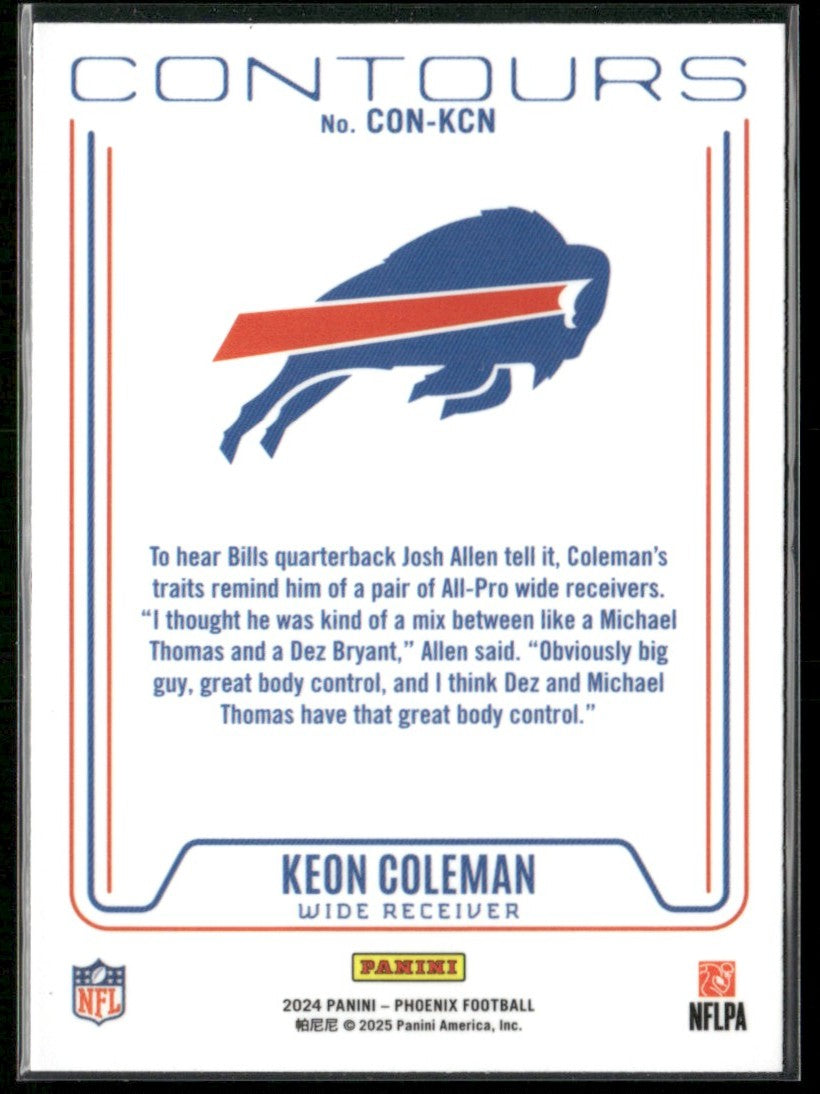 Keon Coleman 2024 Panini Phoenix Contours RC #CON-KCN Buffalo Bills
