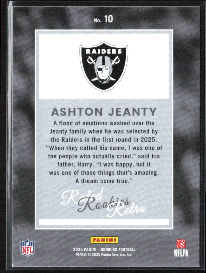 Ashton Jeanty 2025 Panini Donruss Rated Rookies Retro RC #10 Las Vegas Raiders
