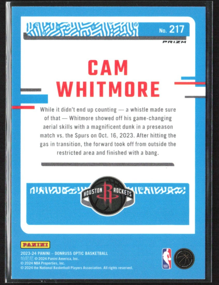 Cam Whitmore 2023 Donruss Optic Fast Break Silver Holo RC #217 Houston Rockets