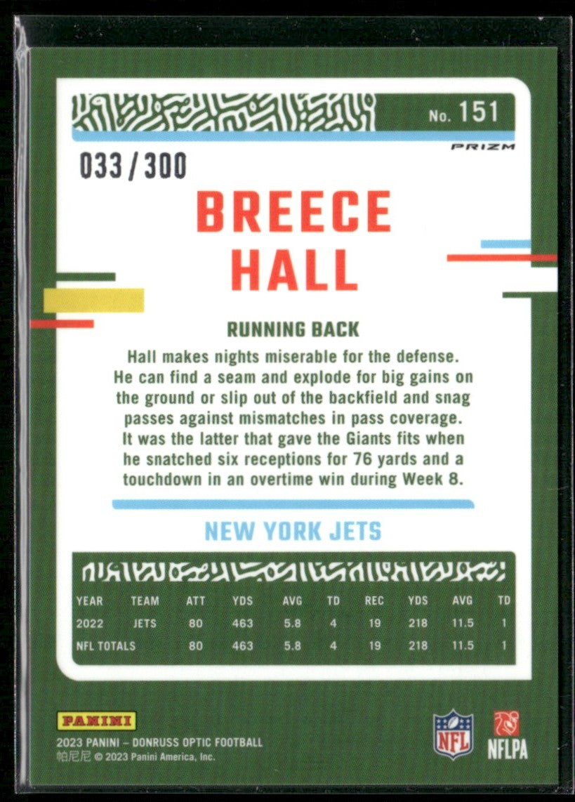 Breece Hall 2023 Donruss Optic Wave Prizm /300 #151 New York Jets