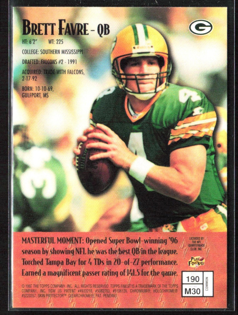 Brett Favre 1997 Topps Finest Masters #190 Green Bay Packers
