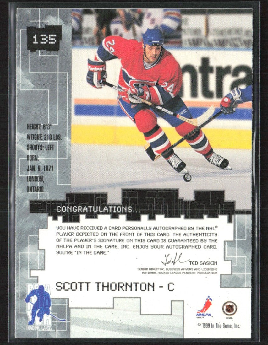 Scott Thornton 1999 In the Game Be a Player Millennium AUTO #135