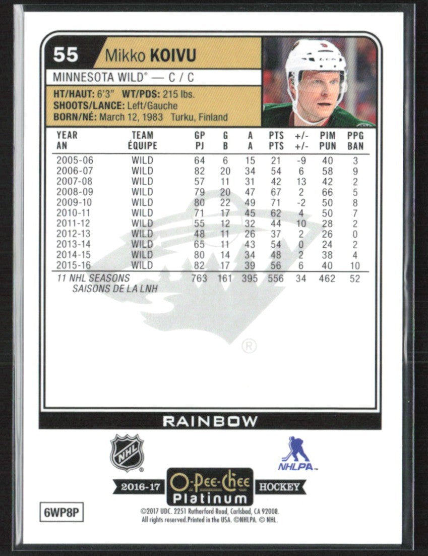 Mikko Koivu 2016 O-Pee-Chee Platinum Rainbow #55 Minnesota Wild