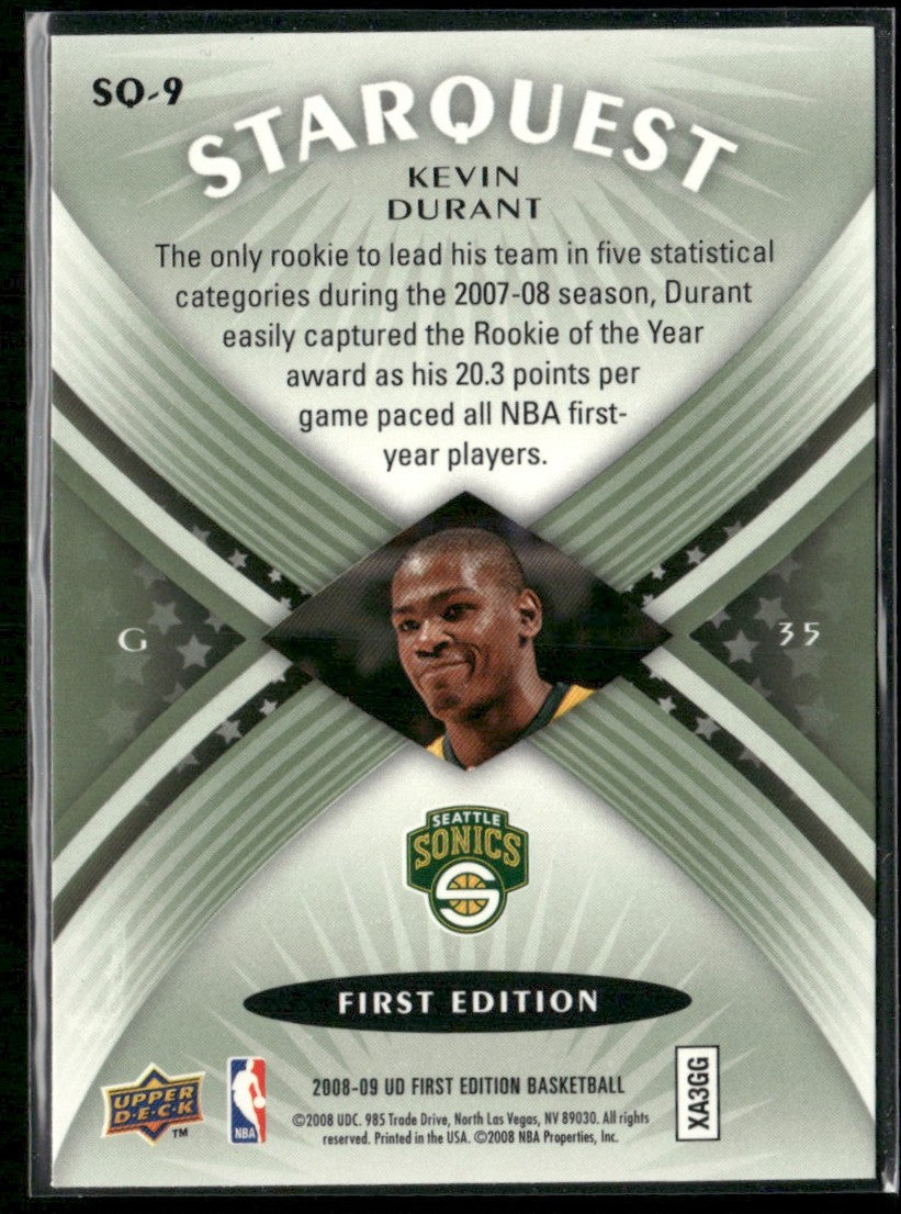 Kevin Durant 2008 Upper Deck First Edition Starquest Green #SQ-9