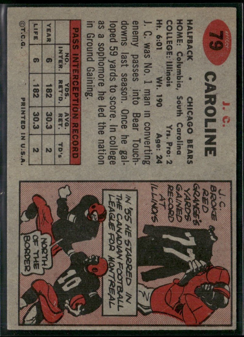 J.C. Caroline 1957 Topps RC #79 Chicago Bears