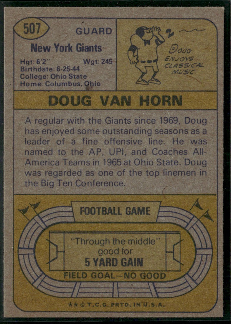 Doug Van Horn 1974 Topps #507 New York Giants