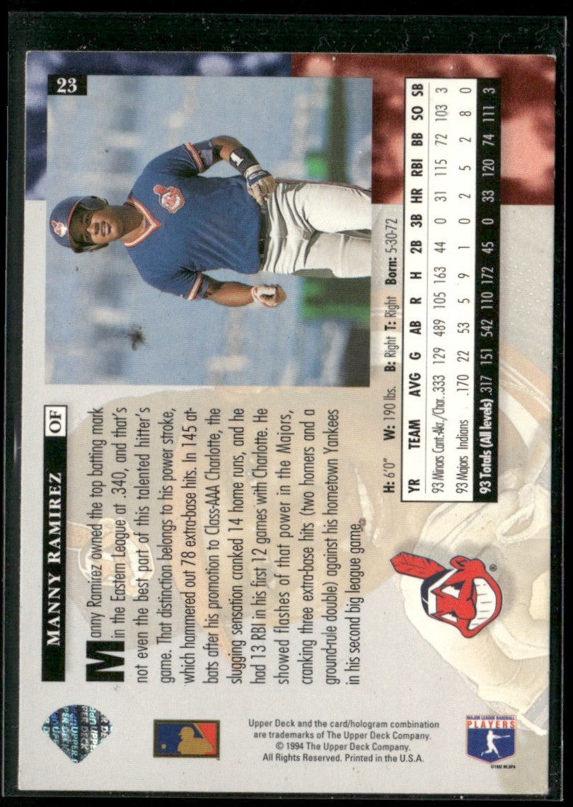 Manny Ramirez 1994 Upper Deck Star Rookies RC #23 Cleveland Indians