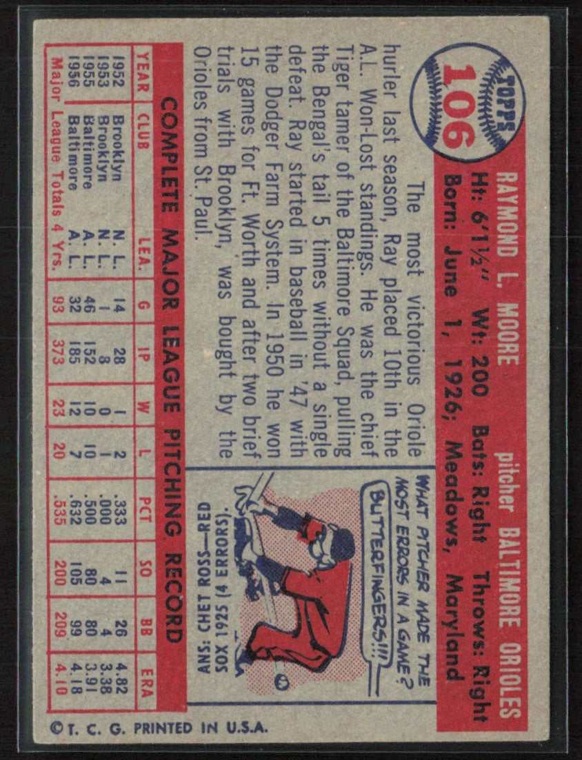Ray Moore 1957 Topps #106 Baltimore Orioles