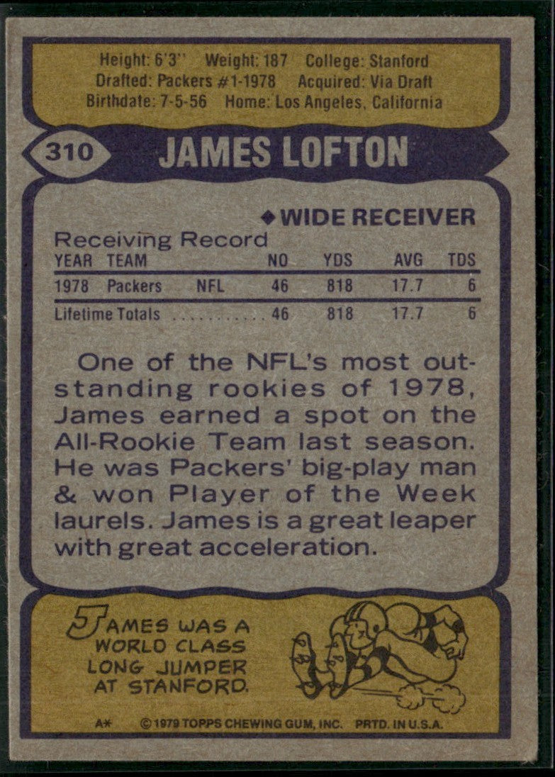 James Lofton 1979 Topps RC #310 Green Bay Packers